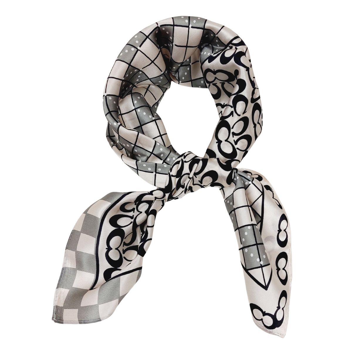 Graues Patchwork Seidenhalstuch