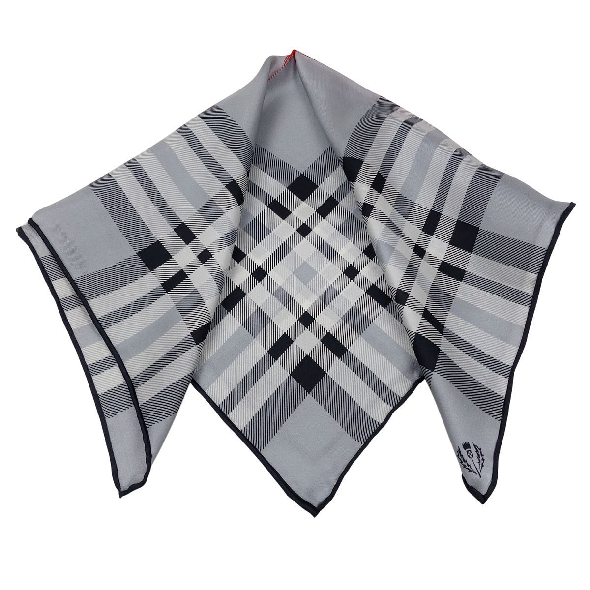 Graues Kariertes Seiden Halstuch Bandana