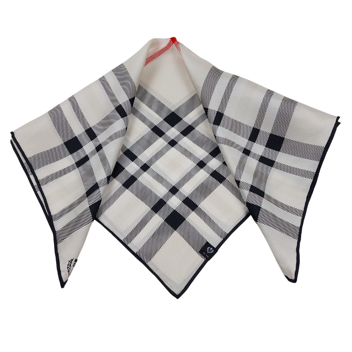 Cremefarbenes Seiden Nickituch mit Karomuster