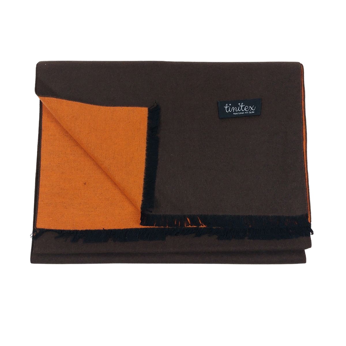 Wende-Seidenflanellschal braun orange