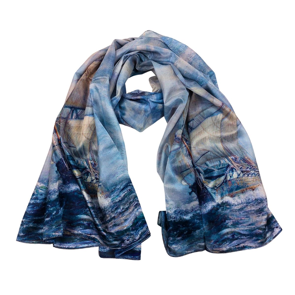 Maritimer Schal mit Schiff-Print