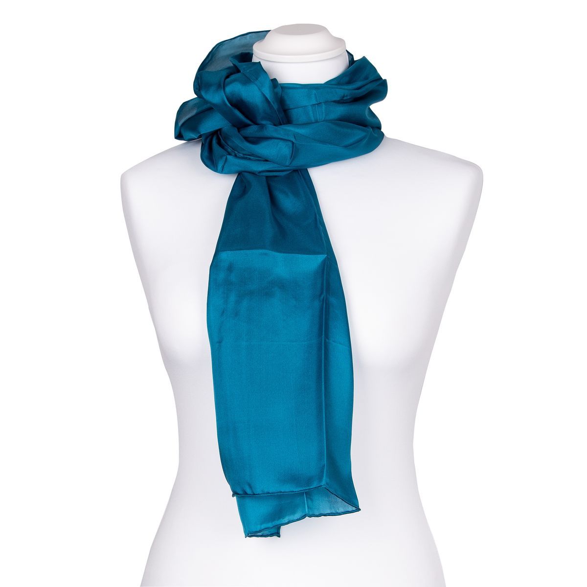 Einfarbiger petrol Seidenschal Stola