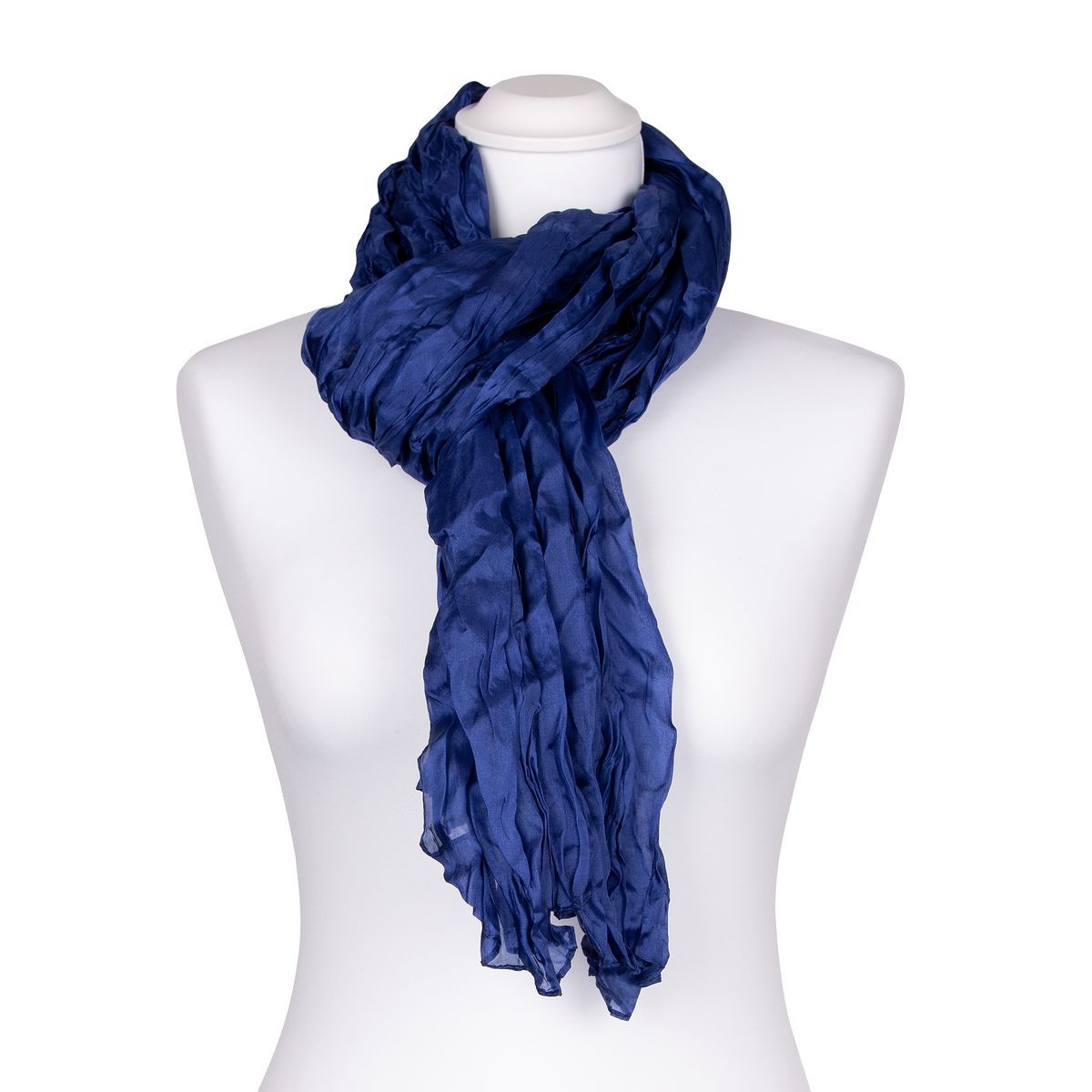 Seidenschal in Knitteroptik Saphirblau