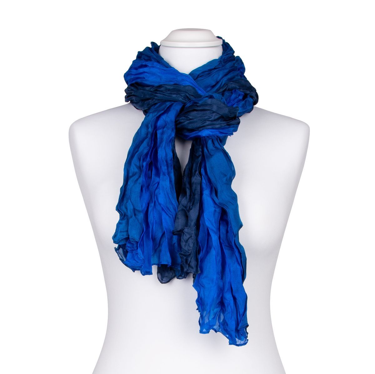 Ombre Blauer Seiden Crinkle Schal