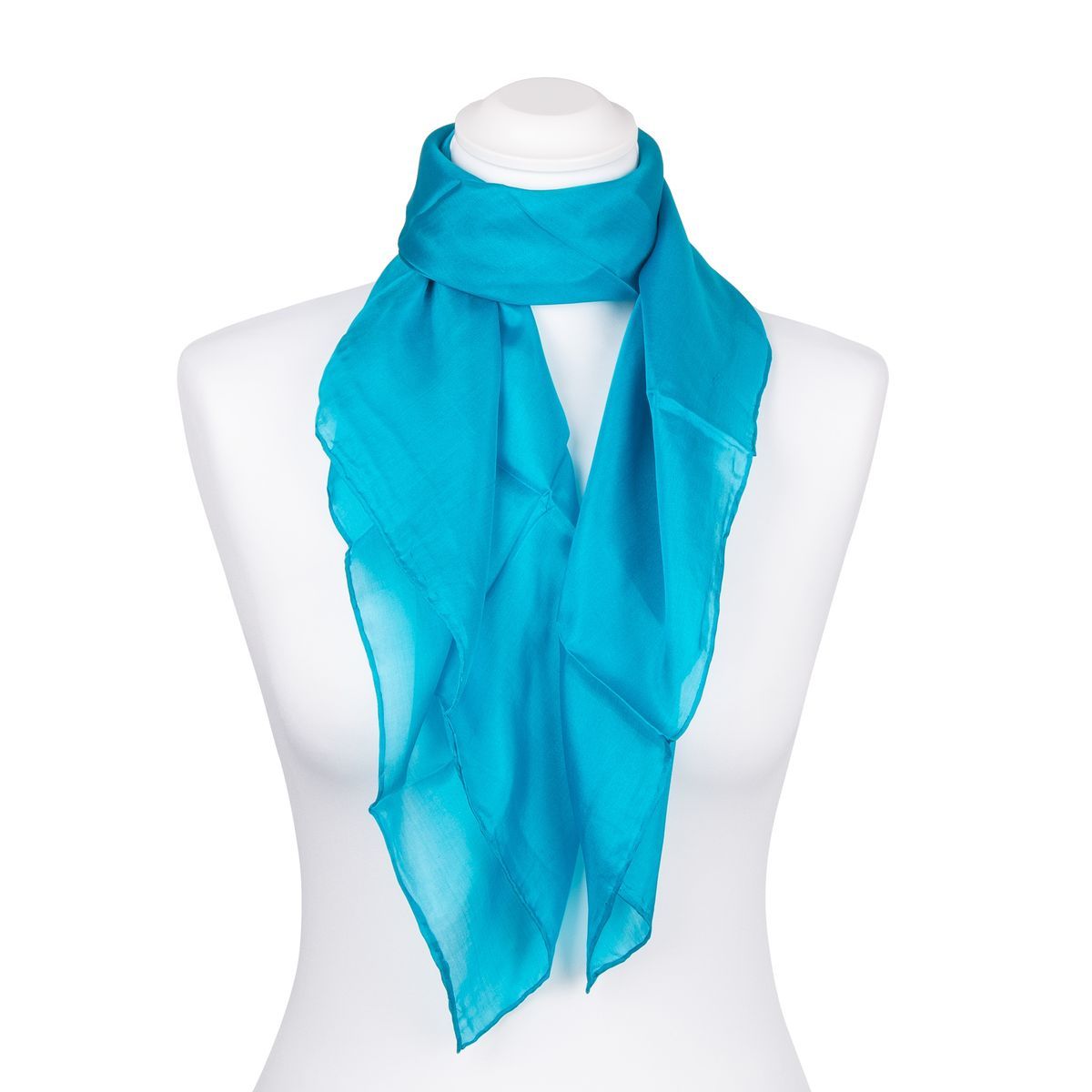 Einfarbiges türkisfarbenes Seidenhalstuch Quadratisch