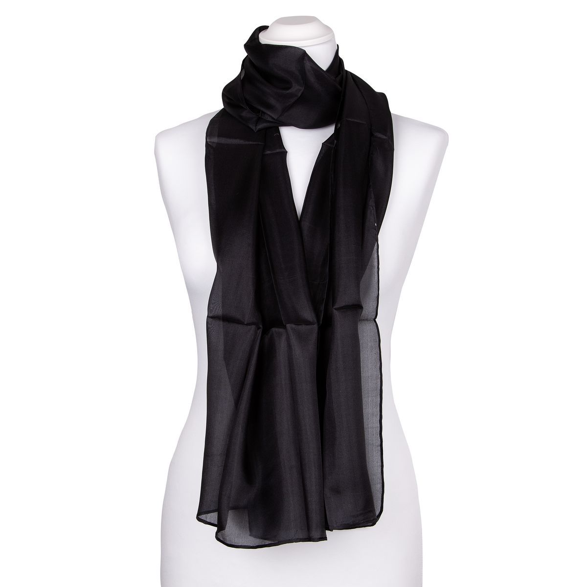 Eleganter einfarbiger schwarzer Seidenschal