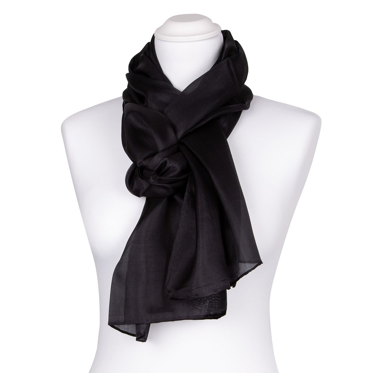 Klassischer, einfarbiger schwarzer Seidenschal