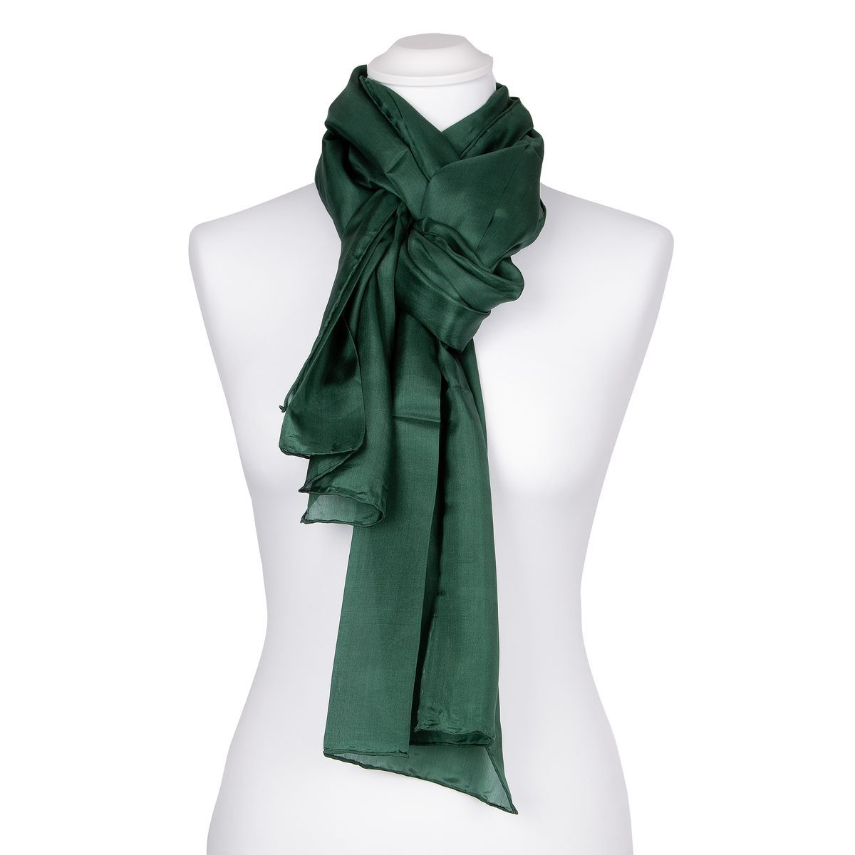 Kurzer waldgrüner Seidenschal