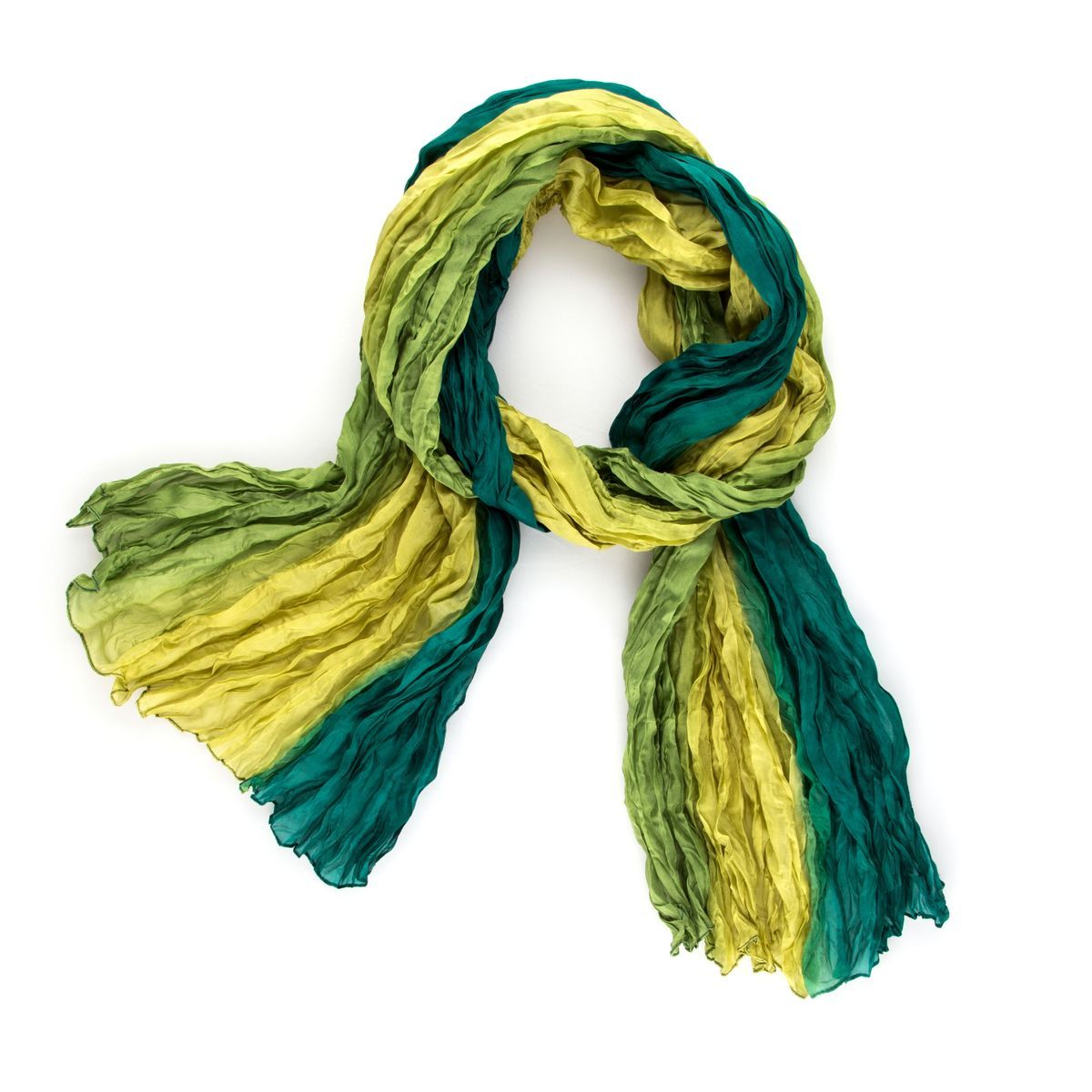 Seidenschal in Knitteroptik Olive Grün Ombre