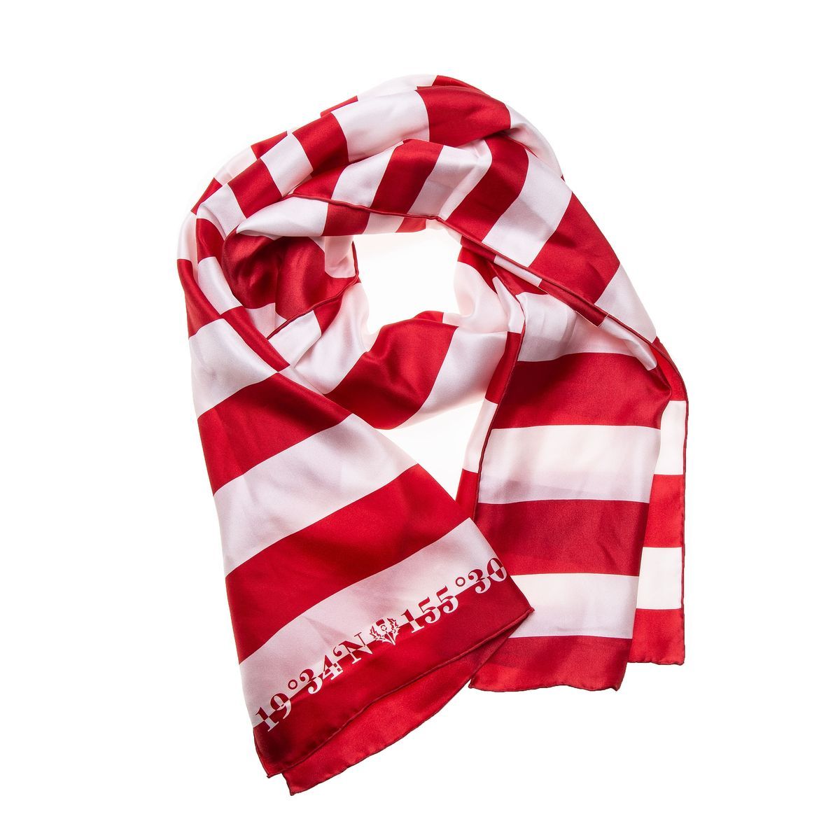 Gestreifter Seidenschal Rot und Weiß