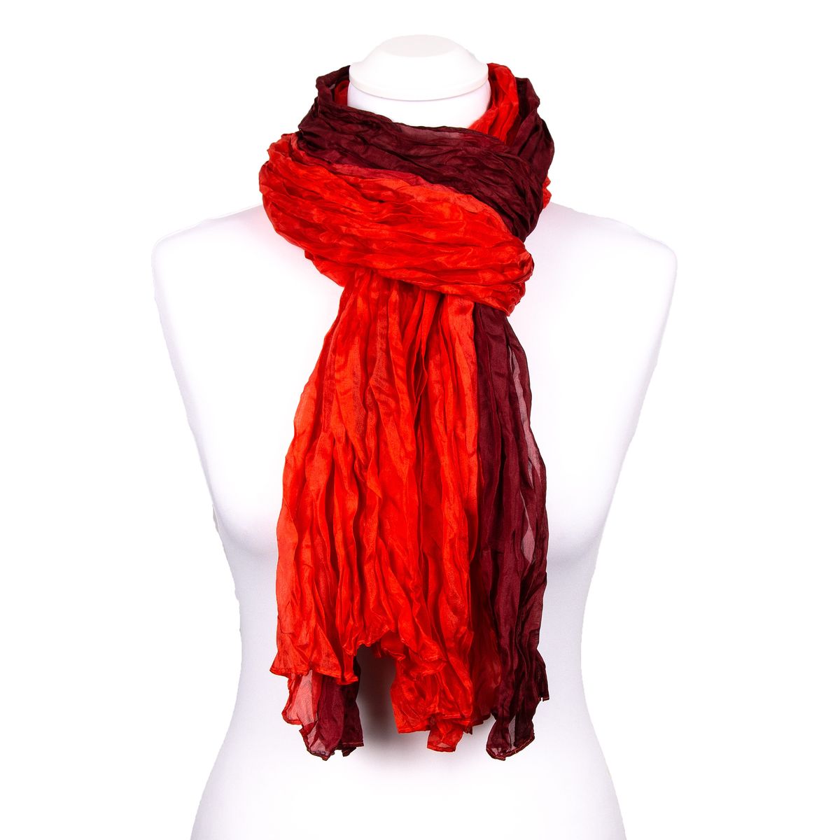 Seidenschal in Knitteroptik Rot