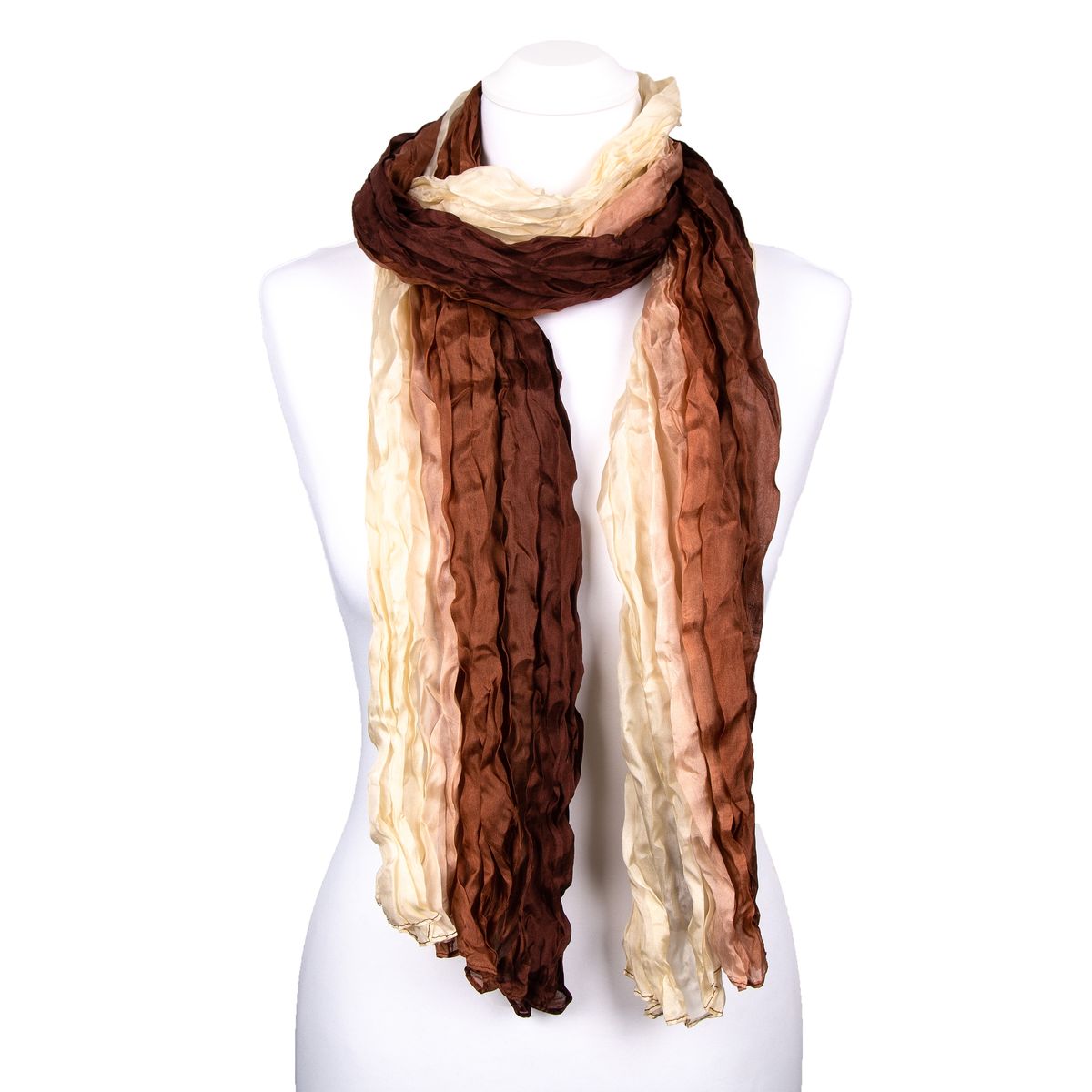 Braunfarbiger Crinkle Seidenschal