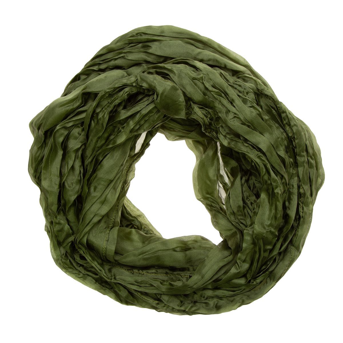 Seidenschal mit Knitteroptik Kaktusgrün