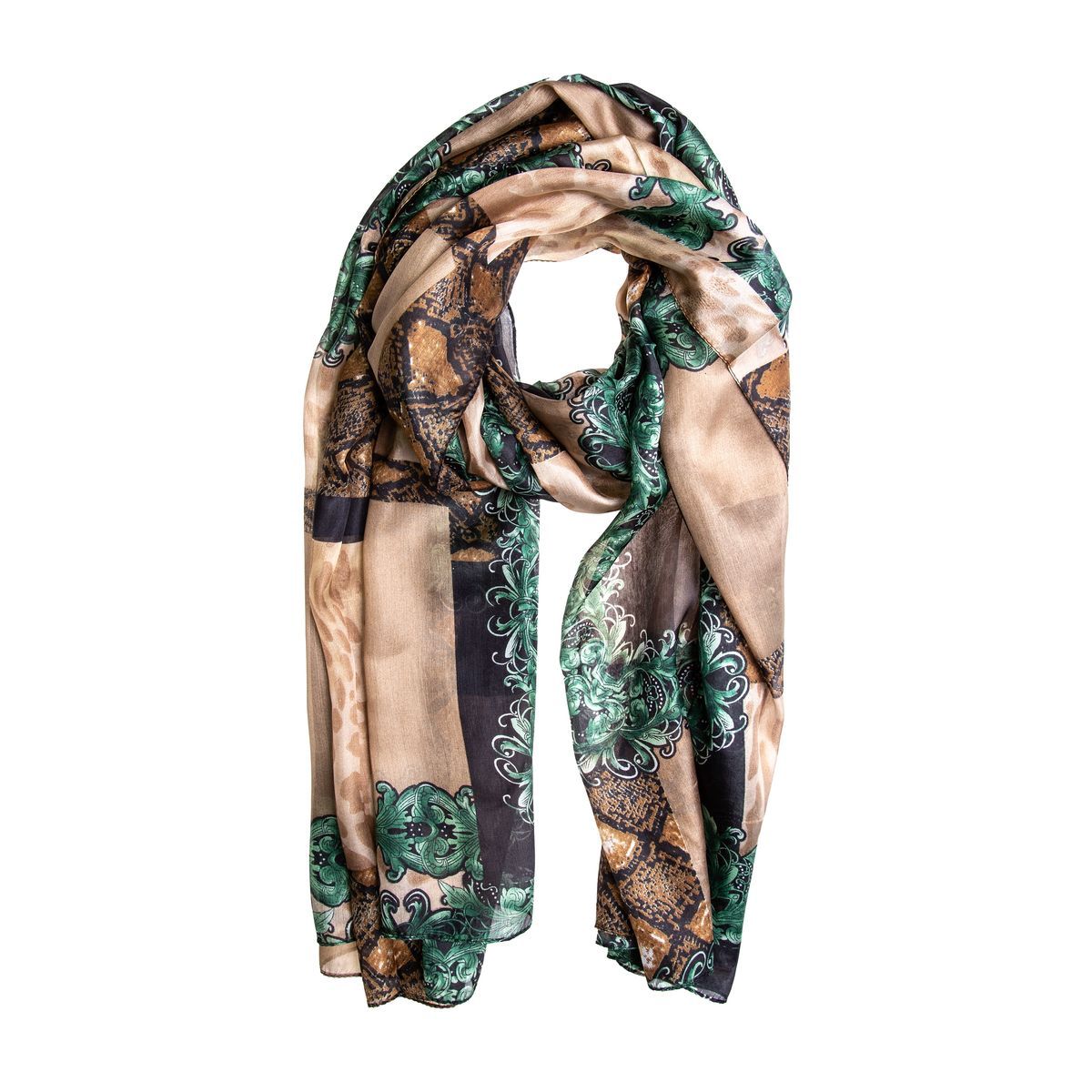 Eleganter gold-grüner Chiffon Schal