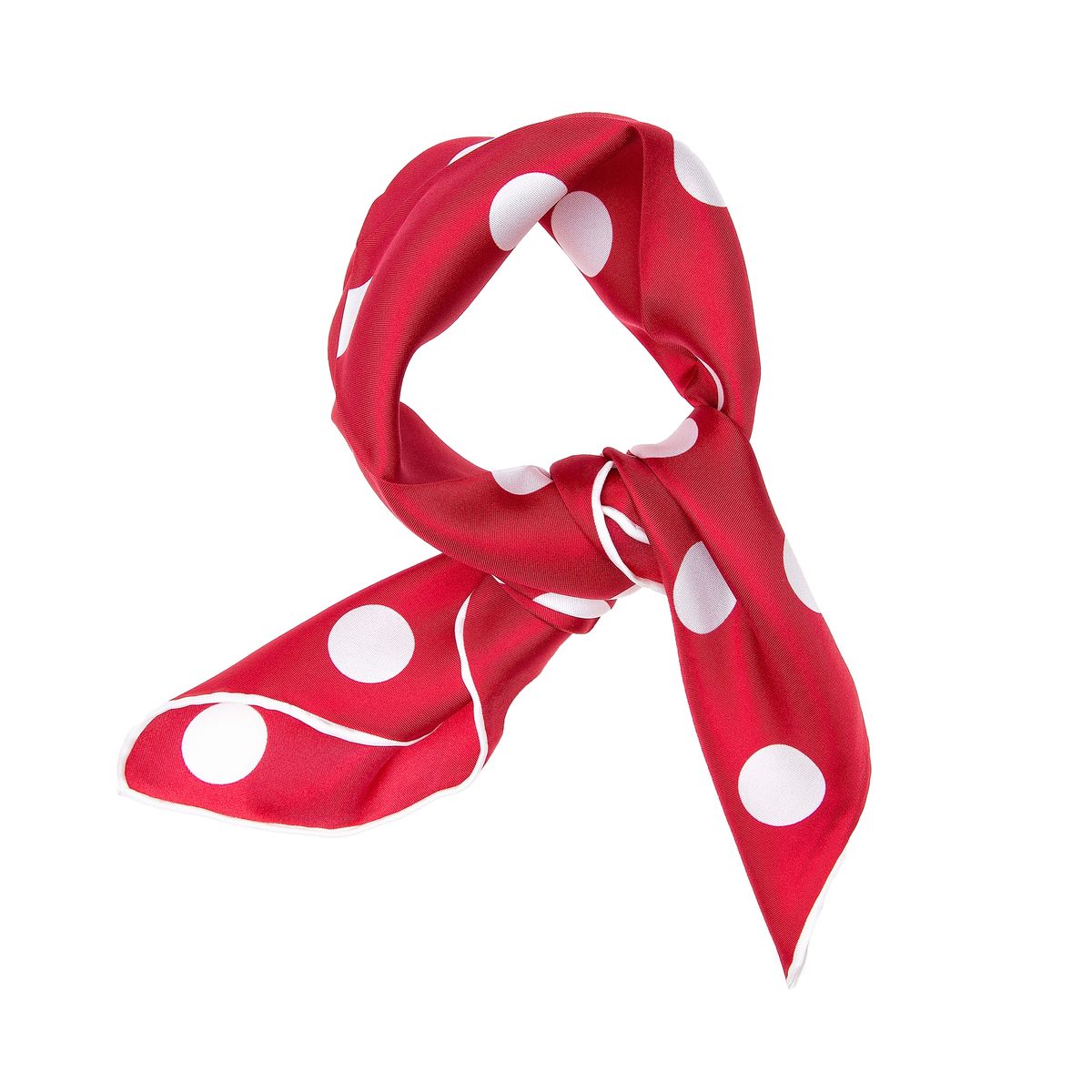 Rot gepunktetes Seidenhalstuch