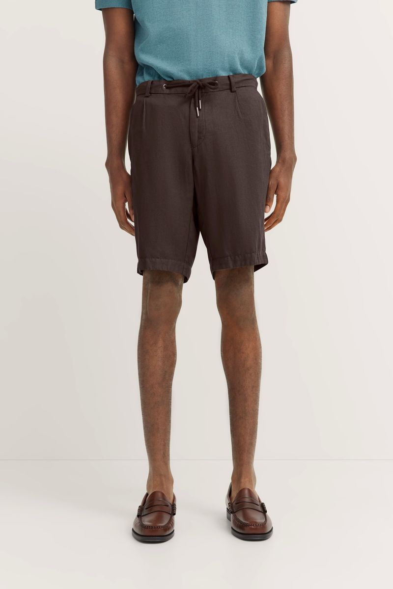Braune Bermuda-Shorts aus Leinen-Baumwollmischung