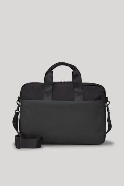 Atessa Pandion Schwarze Nylon Business Aktentasche mit Schulterriemen