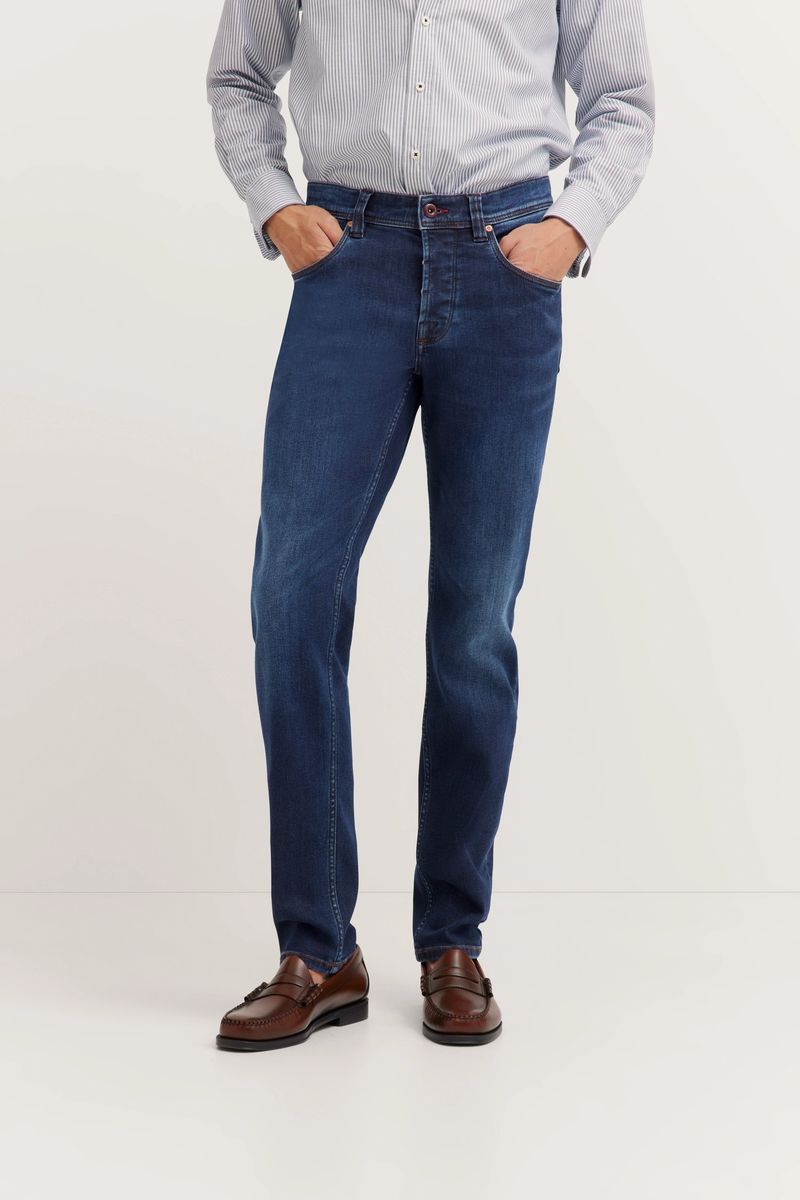 Dunkelindigoblaue Slim-Fit-Jeans