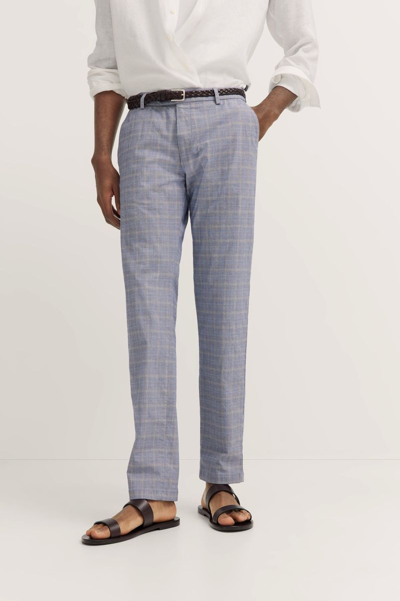 Blaue Chino-Hose mit Modern Fit Karomuster