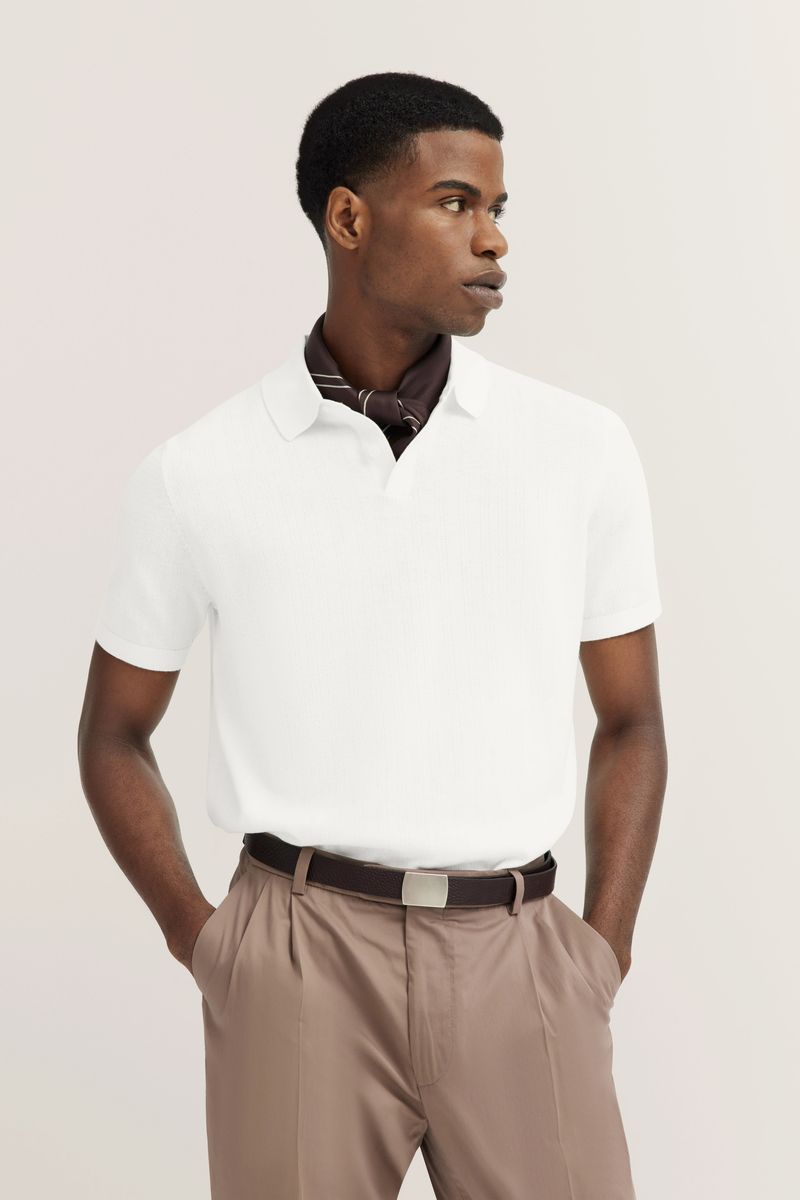 Polohemd aus strukturiertem Strickbaumwoll