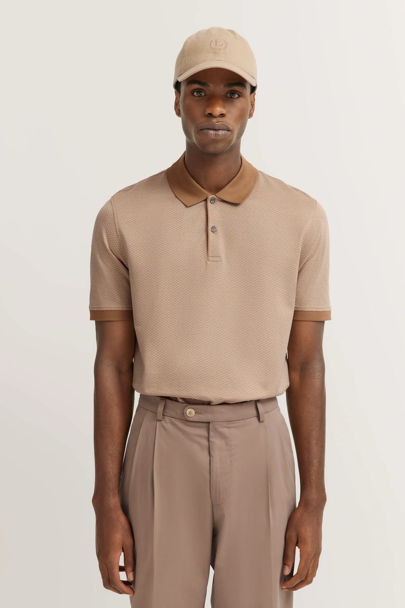 Gestreiftes Baumwoll-Poloshirt mit Kontrastkragen