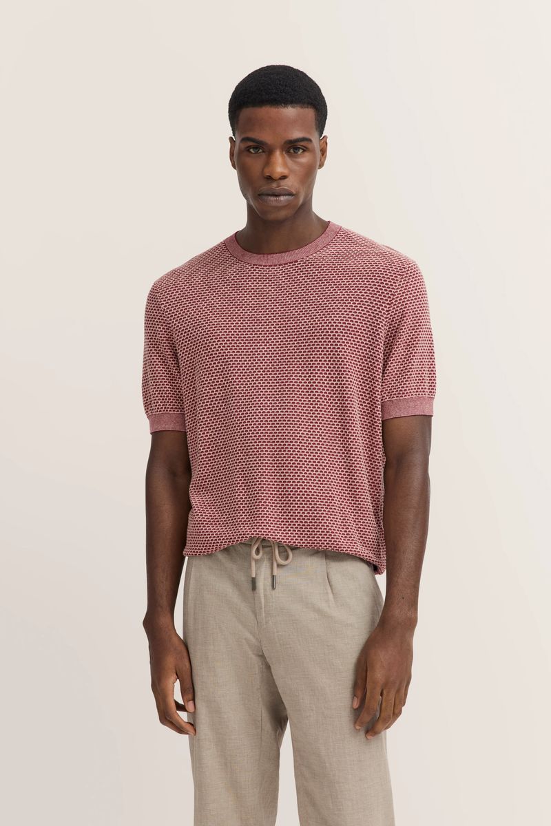 Gestricktes Leinenmisch-T-Shirt mit Textur