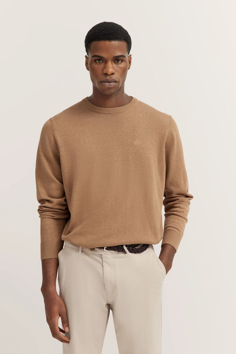 Klassischer Baumwoll-Rundhalspullover