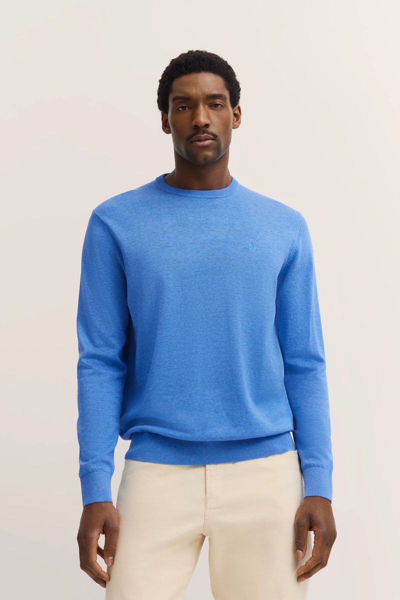 Klassischer Baumwollpullover mit Rundhalsausschnitt