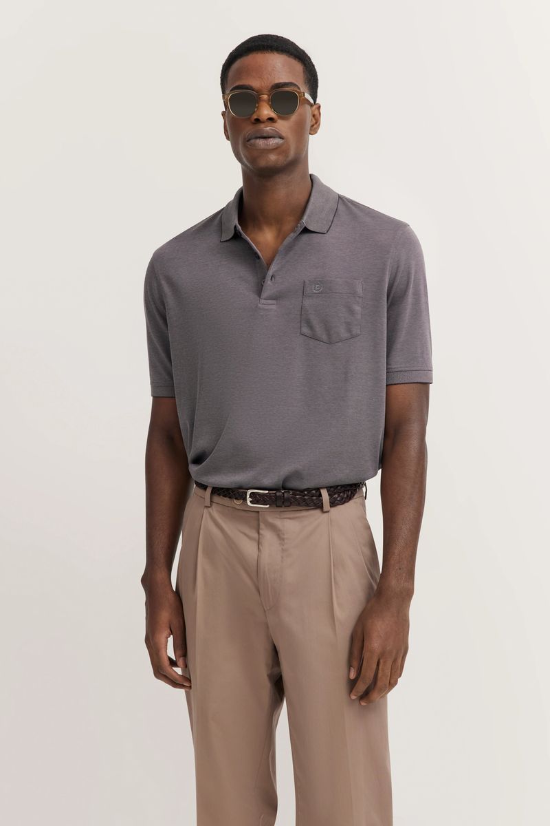 Klassisches Strickpolohemd mit Tasche