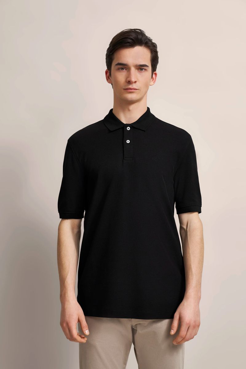 Schwarzes Slim Fit Poloshirt