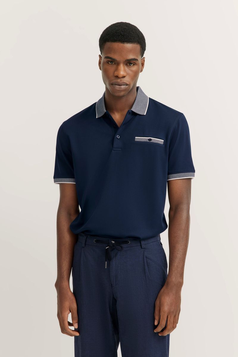 Klassisches Marine Poloshirt mit Zierstreifen