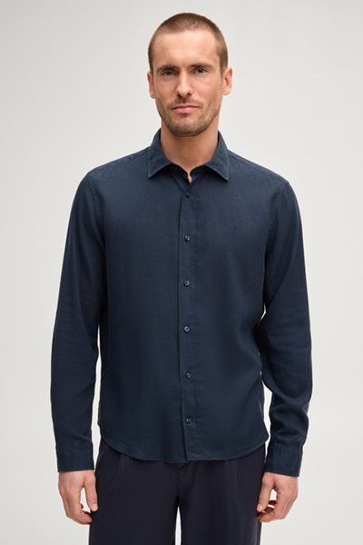 Leinenmix Hemd Mike in Navy