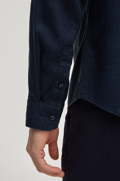 Leinenmix Hemd Mike in Navy