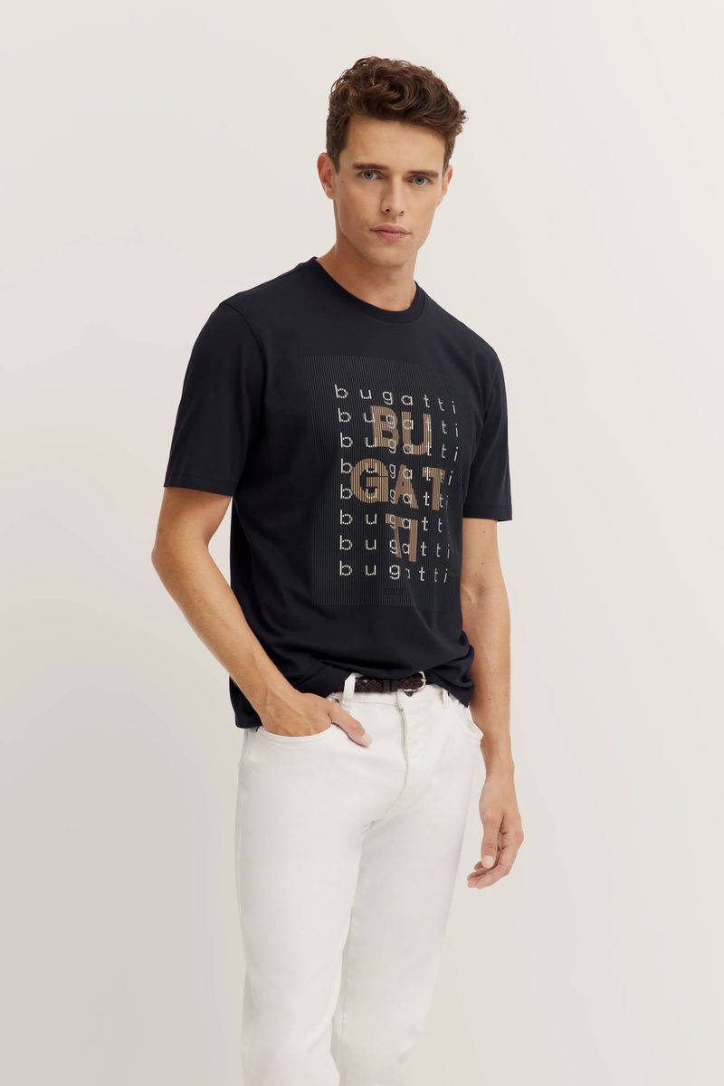 Gestreiftes Baumwoll T-Shirt mit Rundhalsausschnitt