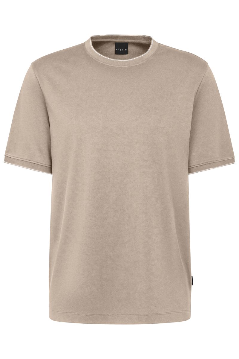 Taupefarbenes Baumwollmisch-T-Shirt mit Modern Fit