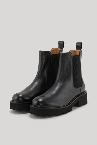 Bogner Schwarze Chelsea Boots aus Leder mit Kornblumenprägung
