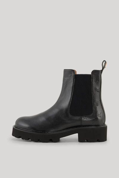 Bogner Schwarze Chelsea Boots aus Leder mit Kornblumenprägung