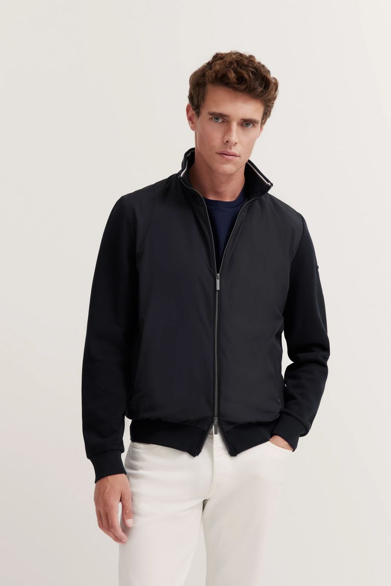 Modern Fit Strick Sweatshirt mit Reißverschluss