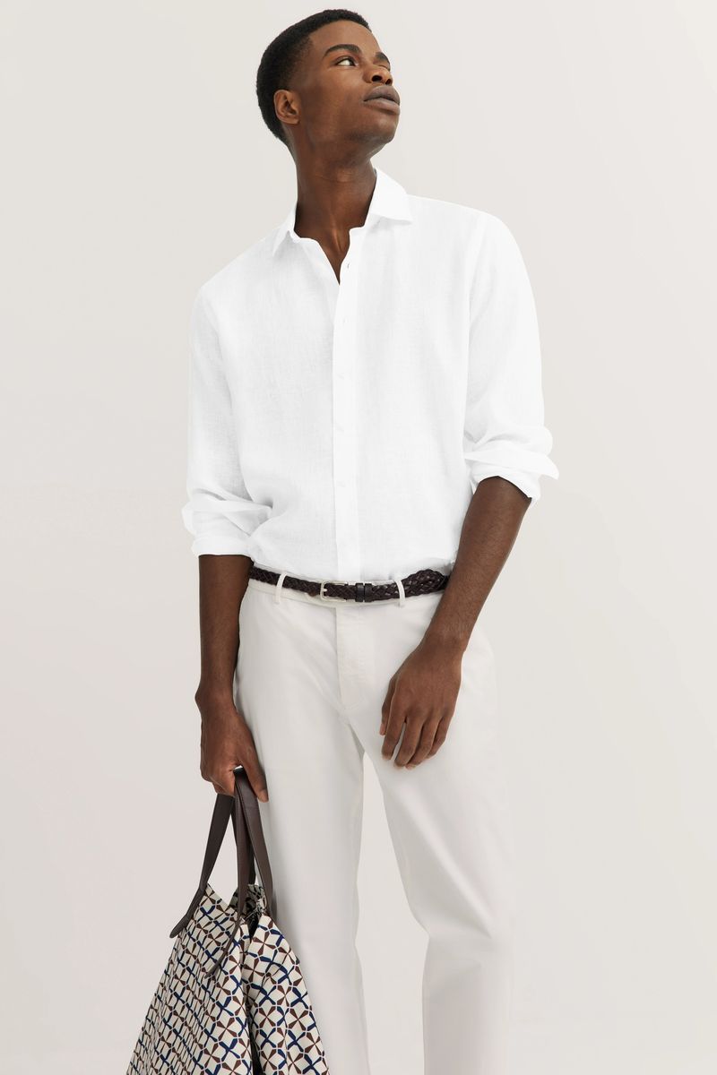 Klassisches Leinen Langarmhemd