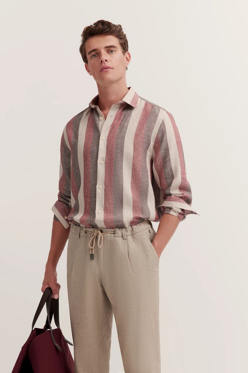 Gestreiftes Leinenhemd mit lässiger Passform