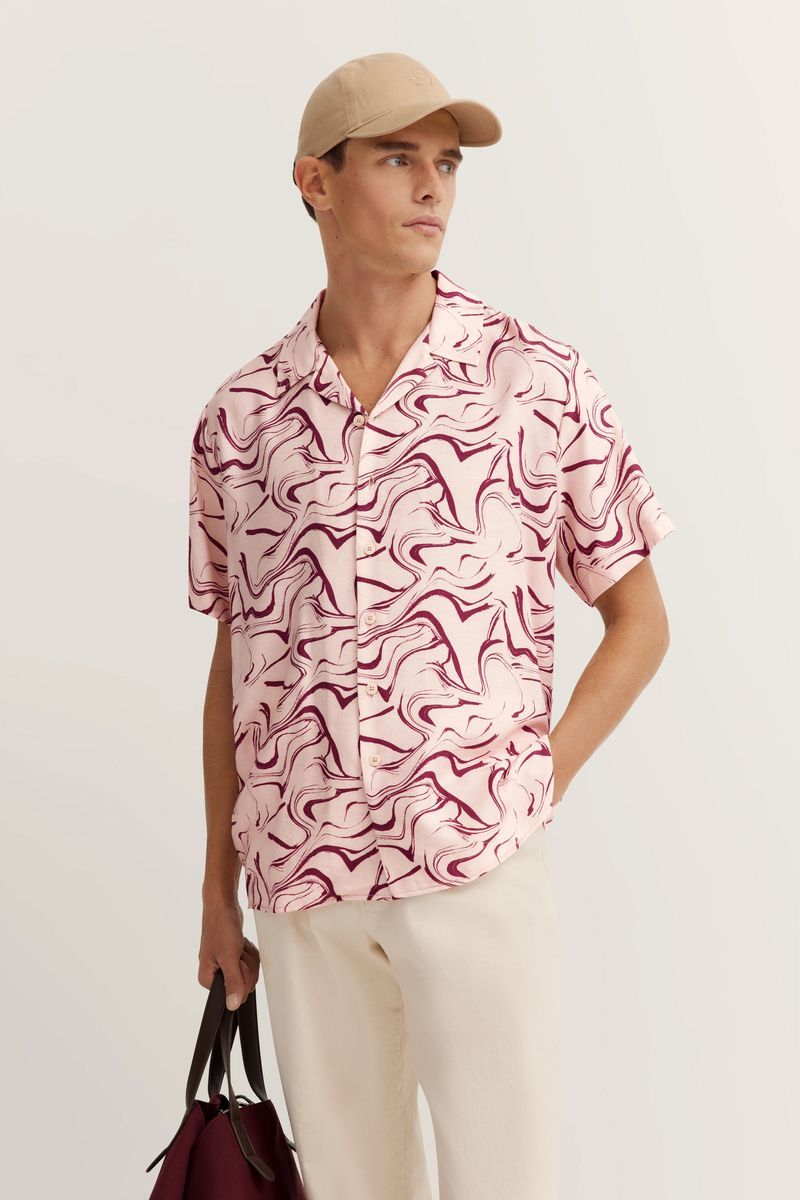 Kurzarmhemd mit Marmormuster