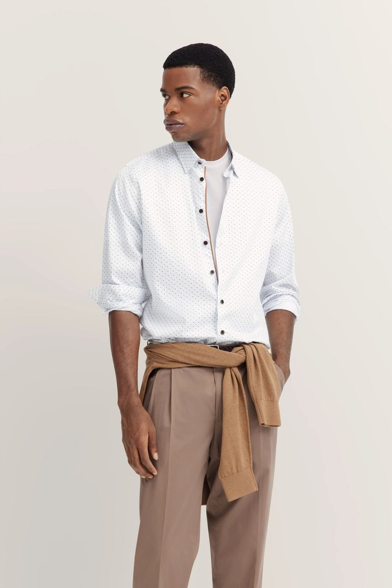 Baumwollhemd mit Satin-Finish und Druck