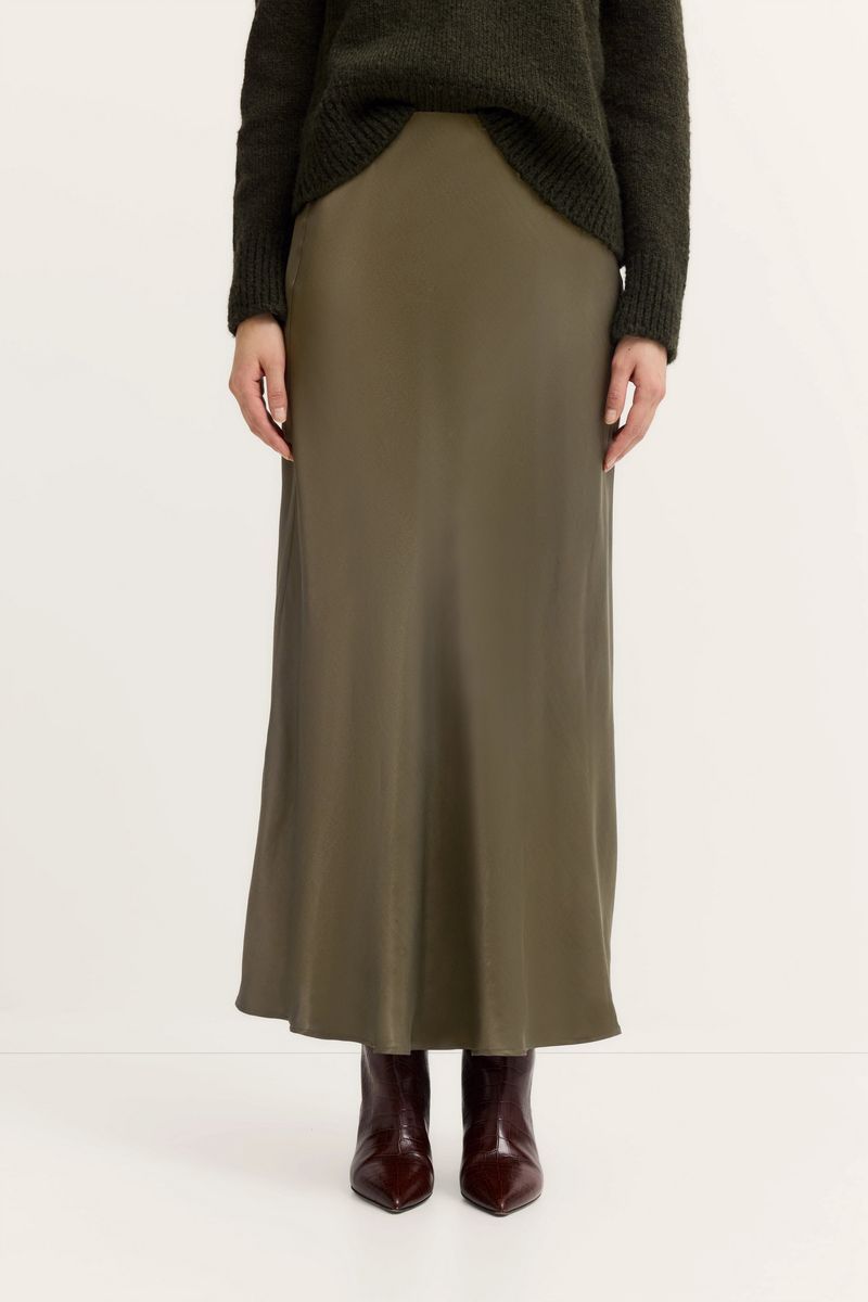 Eleganter Viskose-Satin-Midi-Rock