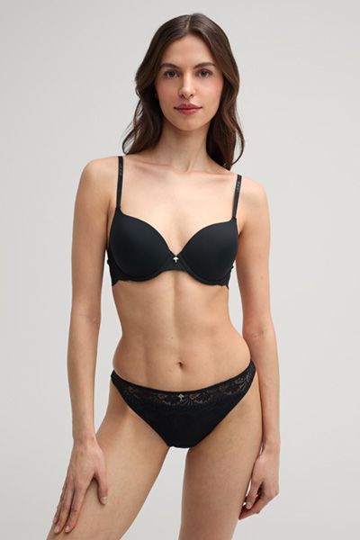 Bogner Beautiful Schwarzer Bügel-BH Nahtlose Jacquard-Optik Träger