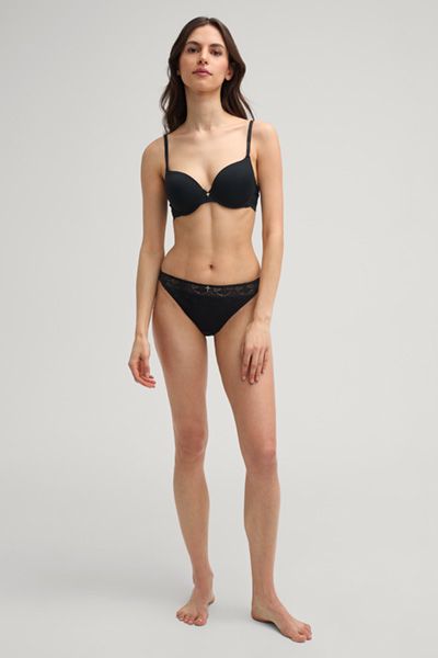 Bogner Beautiful Schwarzer Bügel-BH Nahtlose Jacquard-Optik Träger