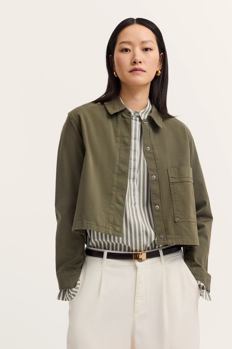 Kurze Twilljacke mit Knopfleiste