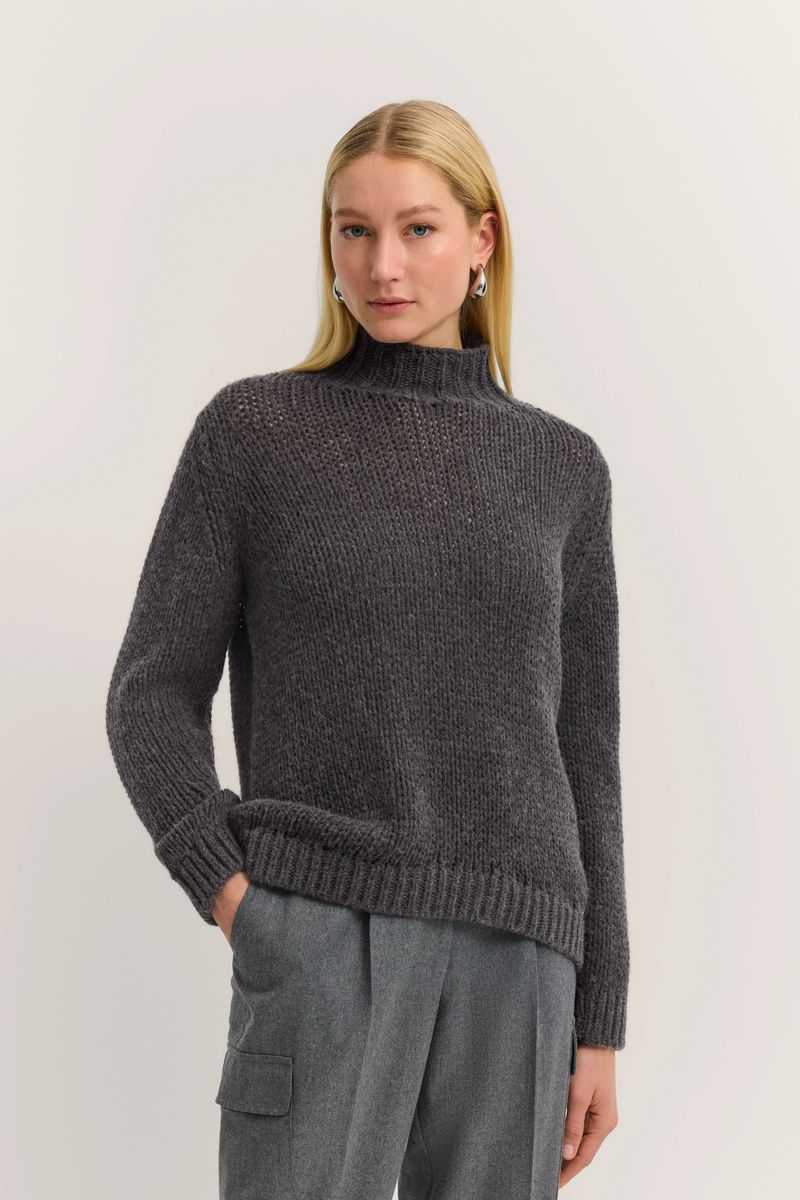 Grobstrick-Rollkragenpullover mit Alpaka-Woll-Mix