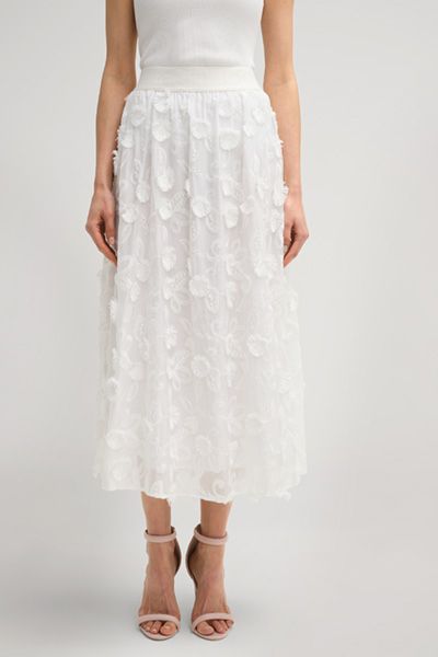 Eleganter Midi-Rock mit floralen Applikationen