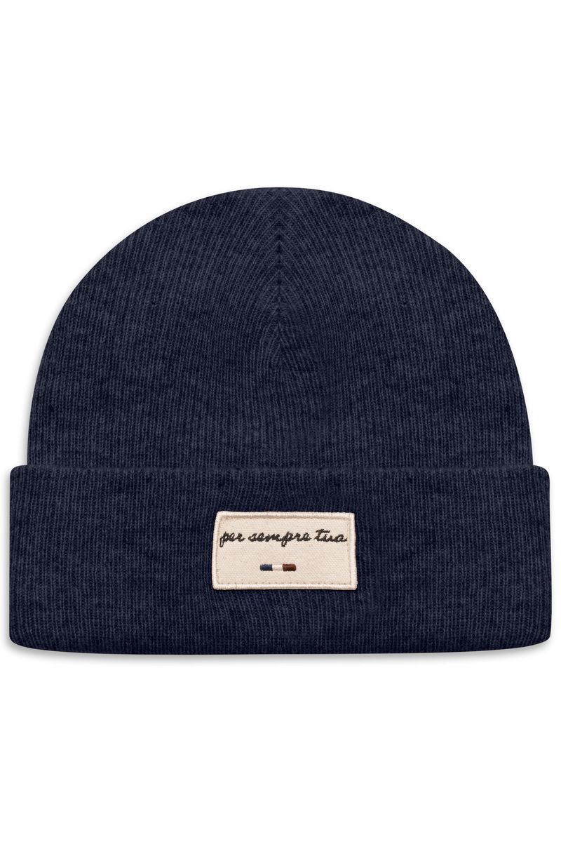Marineblaue Mütze mit Umschlag und Aufnäher