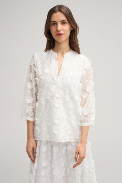 Elegante floral bestickte Bluse mit Ärmeln
